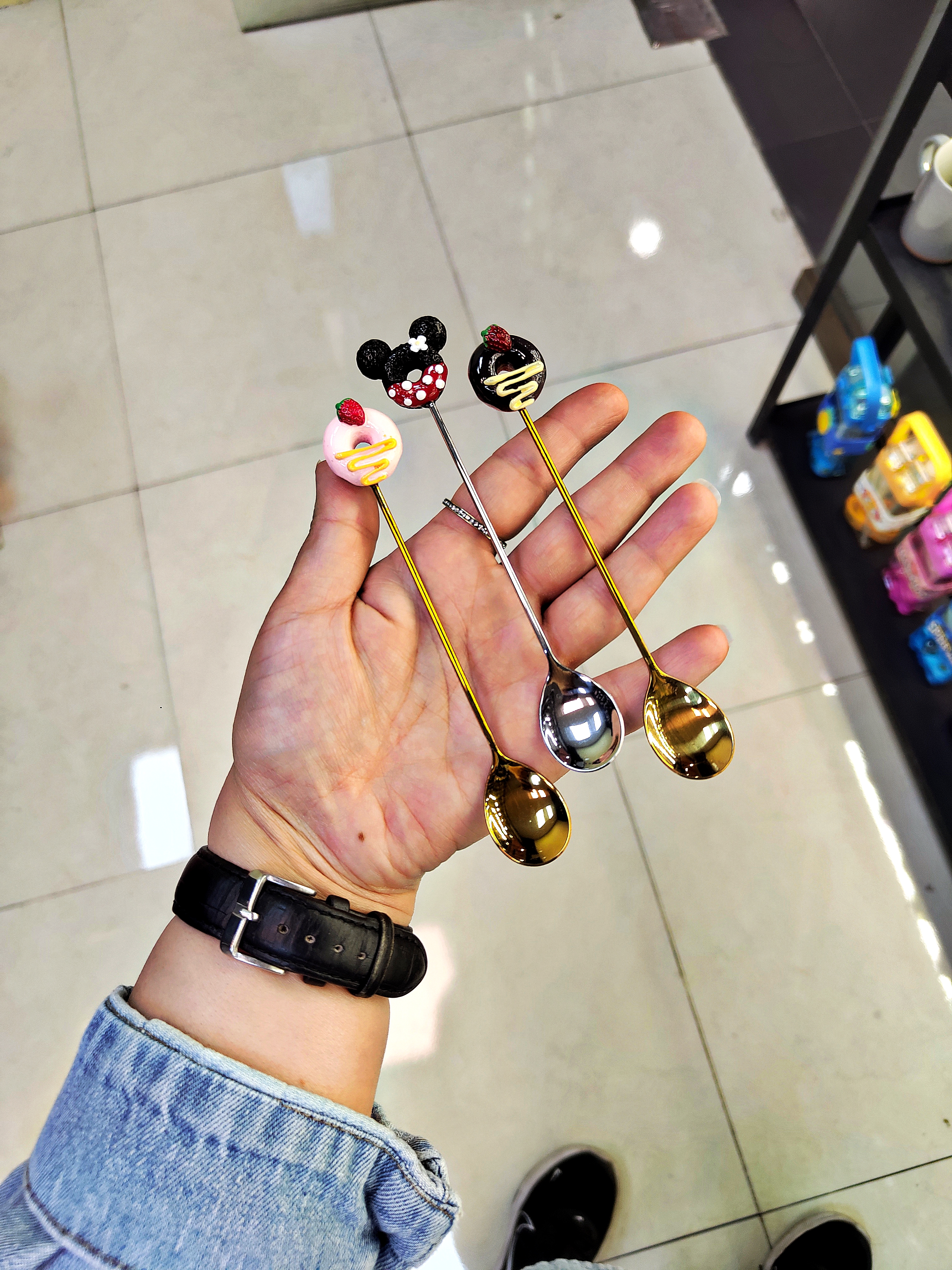قاشق فانتزی چای خوری طرح دونات و میکی