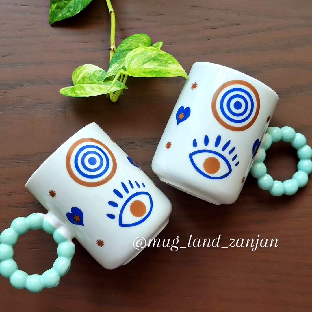 ماگ چاپی دسته مرواریدی